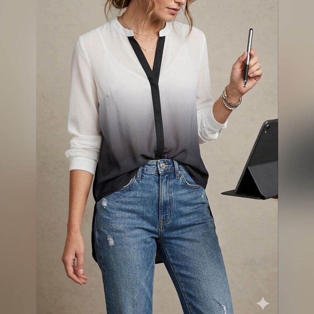 Eileen Fisher Ombre Fade Sheer dress shirt.